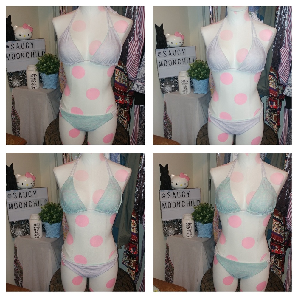 Reversible Double String Mint / Lavender Bikini - image 1